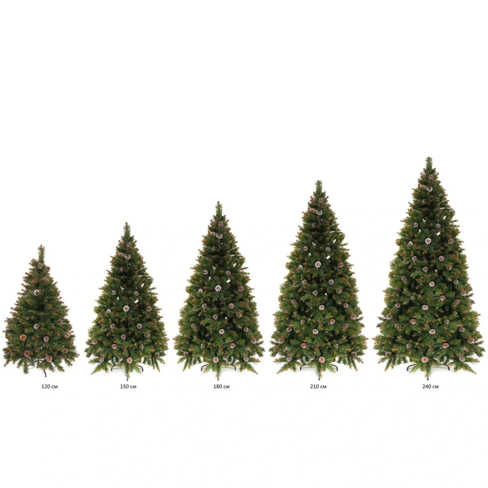 Елка «Лесное очарование» 210 см, ПВХ, шишки (1414 ветки)