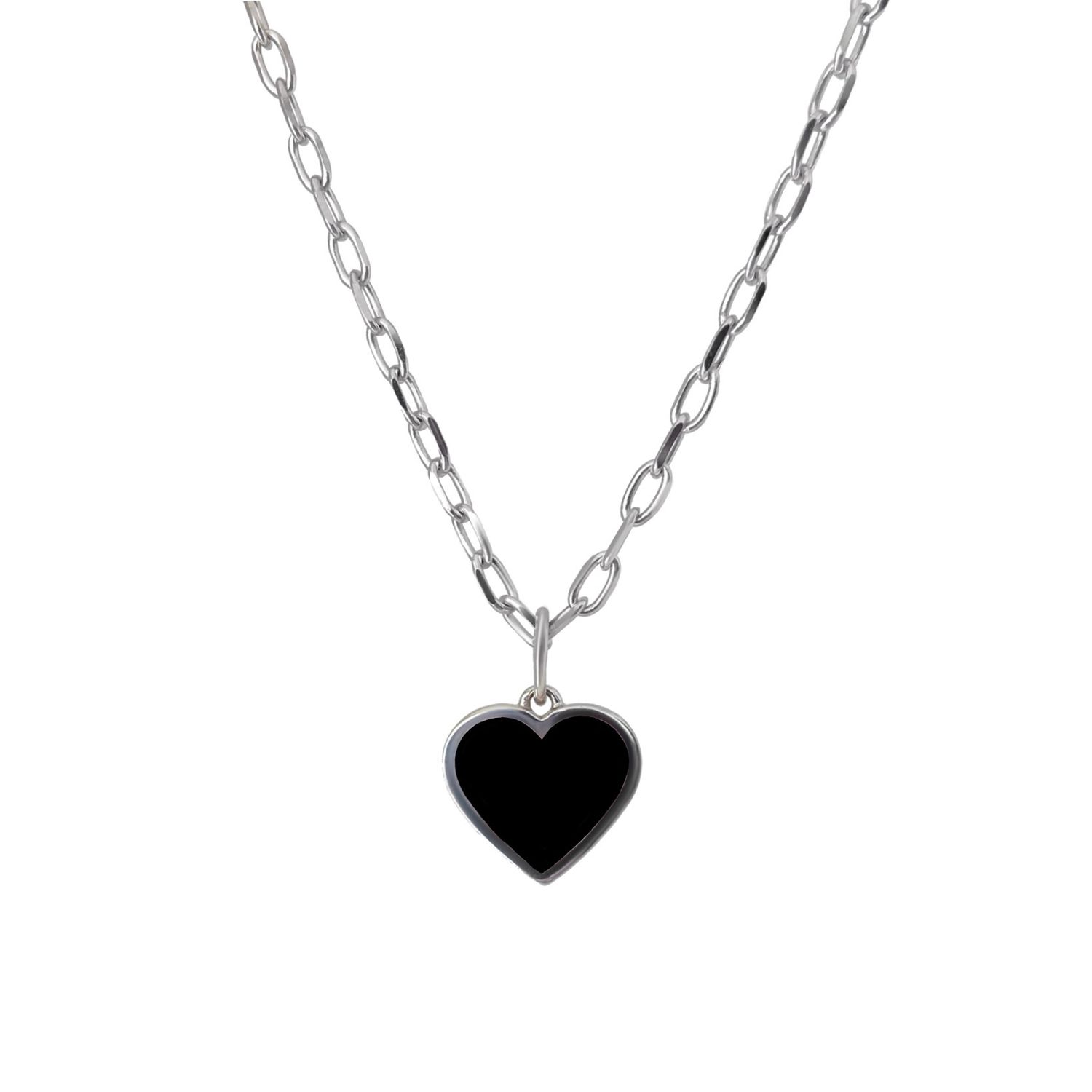 Колье Silver Black Heart Necklace