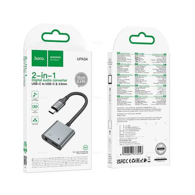Hoco UPA34 цифровой аудио конвертер Type-C на Type-C+3.5