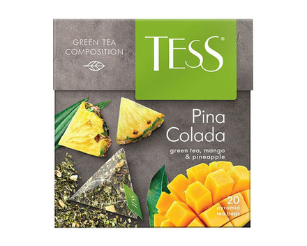 Чай зеленый в пирамидках Tess Pina Colada 20 пак/уп, (Тесс)