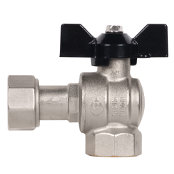 Кран шаровой латунный LD Pride 47.15.В-НкГк.У.Б Ду15 Ру40 угловой, с накидной гайкой (бабочка)