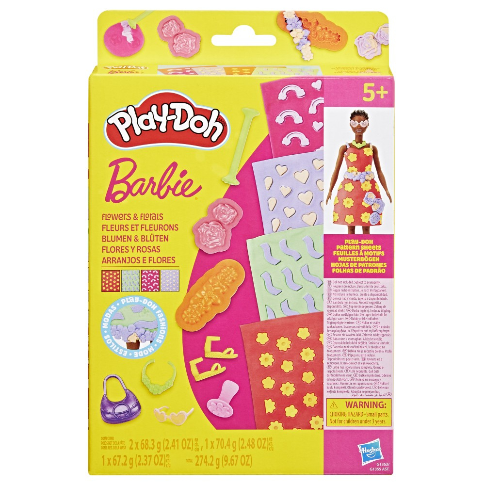 Play-Doh - Пластилин BARBIE Цветочные узоры Дополнительный набор G1363
