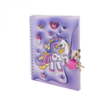 Блокнот 13,0 см * 18,0 см , гребень, Alingar, ламинация, конгрев, эффект 3D, замочек, 45 л., клетка, "Милый единорог", сиреневый