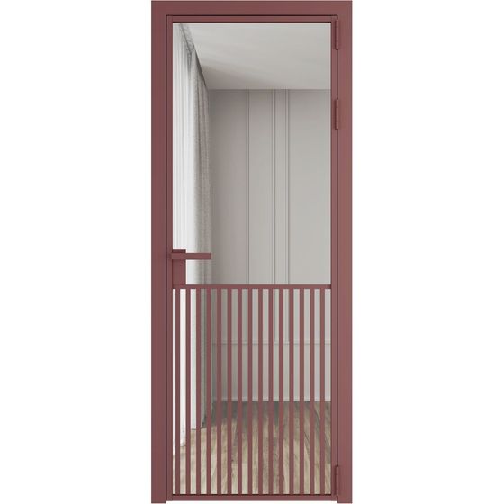 Алюминиевая дверь 15AG красный антрацит стекло прозрачное