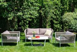 "Касабланка" лаунж-зона плетеная из роупа 4-местная, цвет серо-коричневый