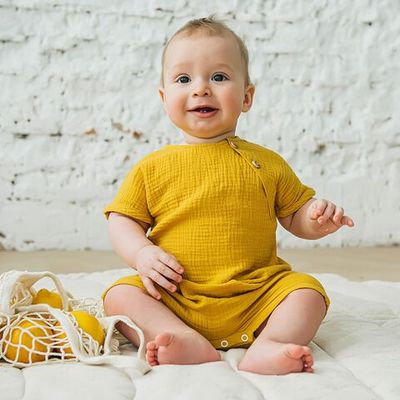 Muslin bodysuit 3-18 months - Mustard