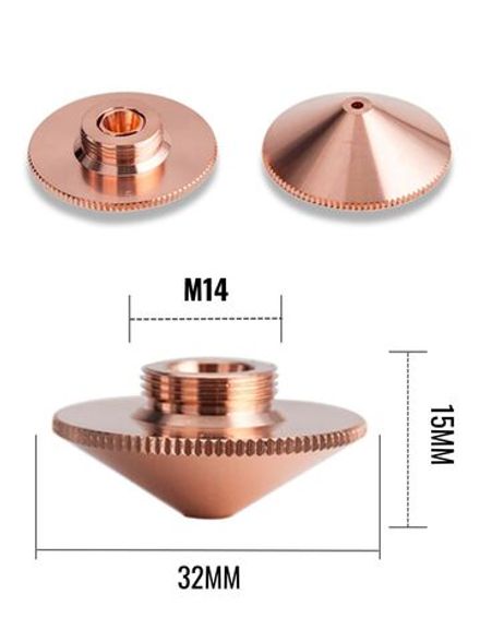 Сопло Raytools для лазерного станка D32, h15, 2,5мм одинарное с медным покрытием