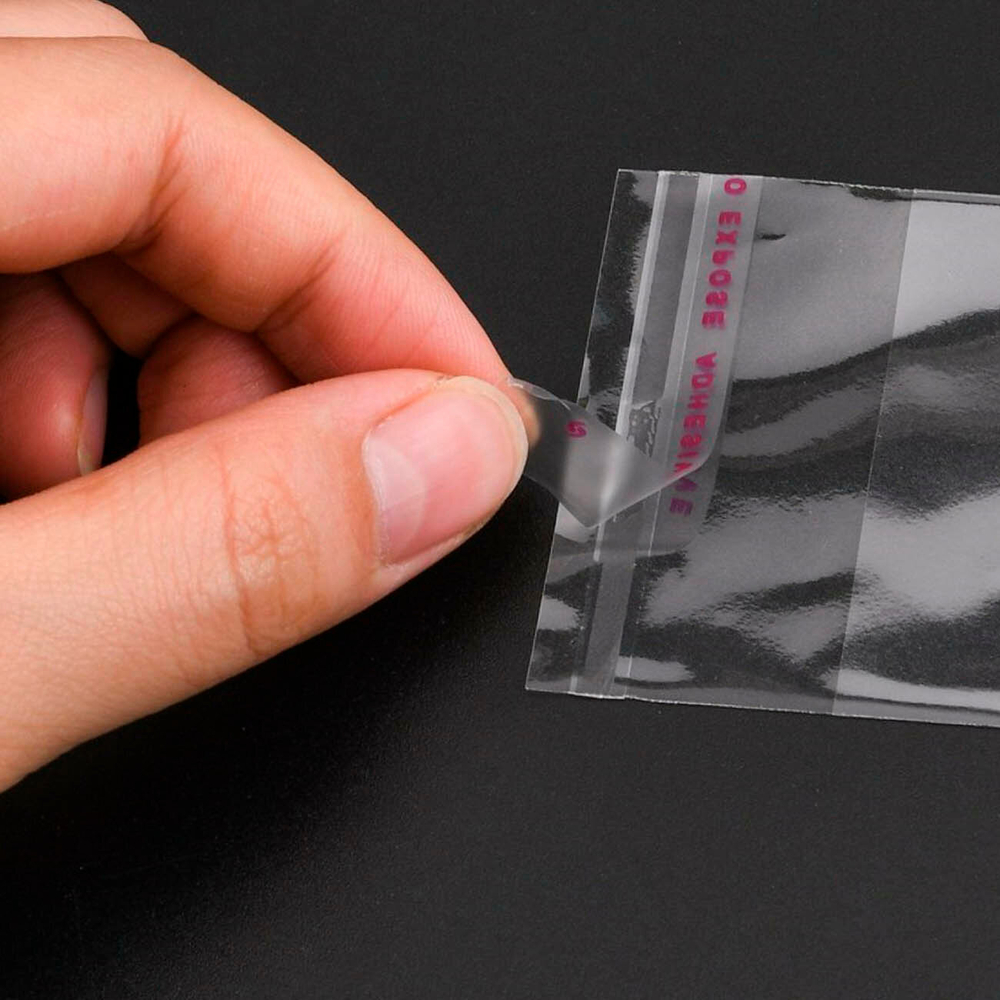 Пакеты 3х17+4 см с белым подвесом и клеевым клапаном