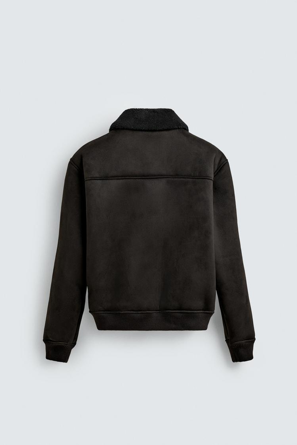 ZARA КОМБИНИРОВАННАЯ КУРТКА ИЗ ИСКУССТВЕННОЙ ЗАМШИ, ЧЕРНЫЙ