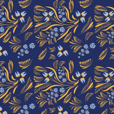 Folk floral pattern. Flowers abstract surface design. Seamless pattern