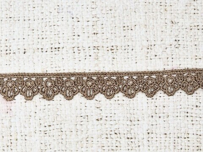 Кружево плетеное, ш. 1,8 см, тёмно-бежевый