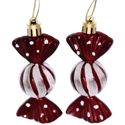 Ёлочные игрушки «Таинственное очарование» Конфетки 8 см (набор 2шт), темный рубин