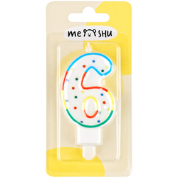 Свеча для торта с держателем MESHU "Цифра 6", 8,5см, блистер