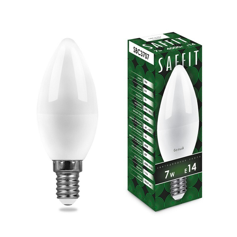 Лампа светодиодная. 7W 230V E14 4000K C37. SBC3707