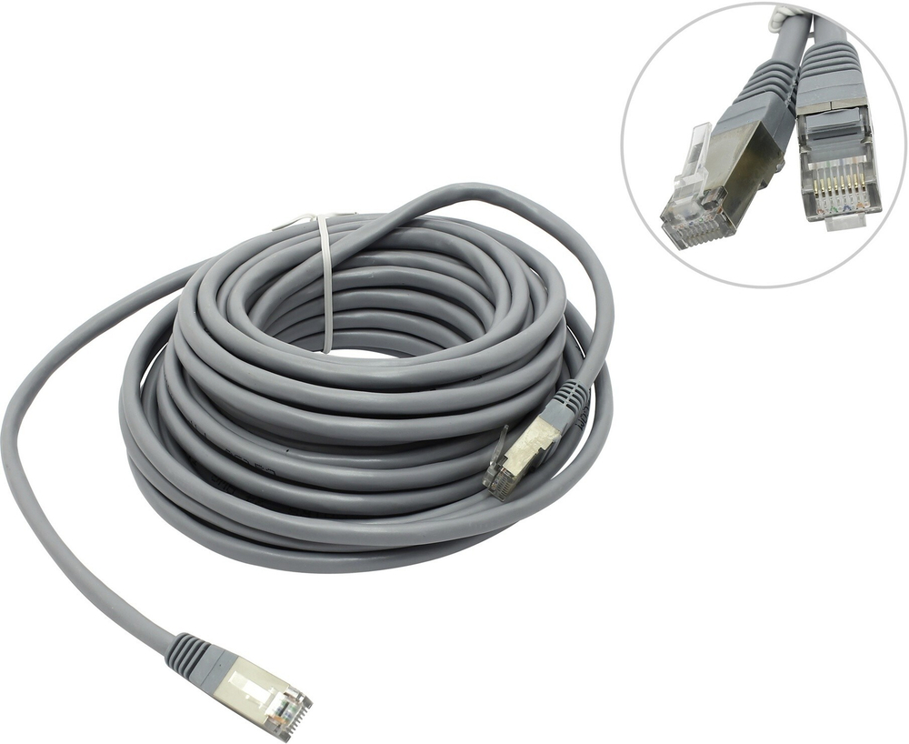 Кабель Patch Cord FTP кат.5e 10м, серый патчкорд