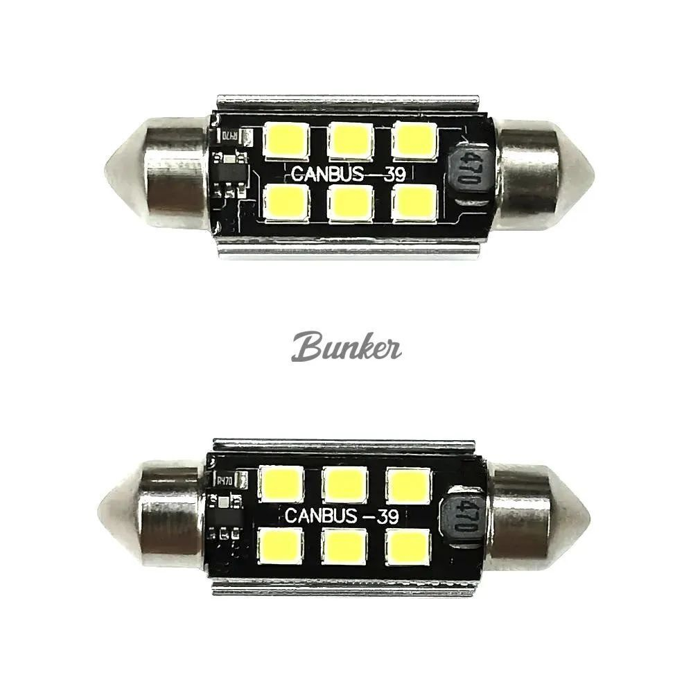 Светодиодная автомобильная LED лампа TaKiMi SJ-2835-6SMD 39mm,Белый,Не полярная,12V