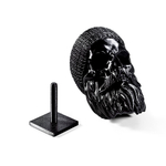 Бородатый череп в растакапе, фигурка для декора интерьера, арт-объект, коллекционный предмет, 3D печать, черный 18 см.
