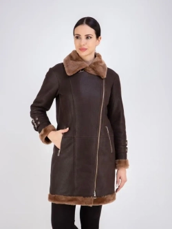 Дубленка натуральная авиатор длинная Турция