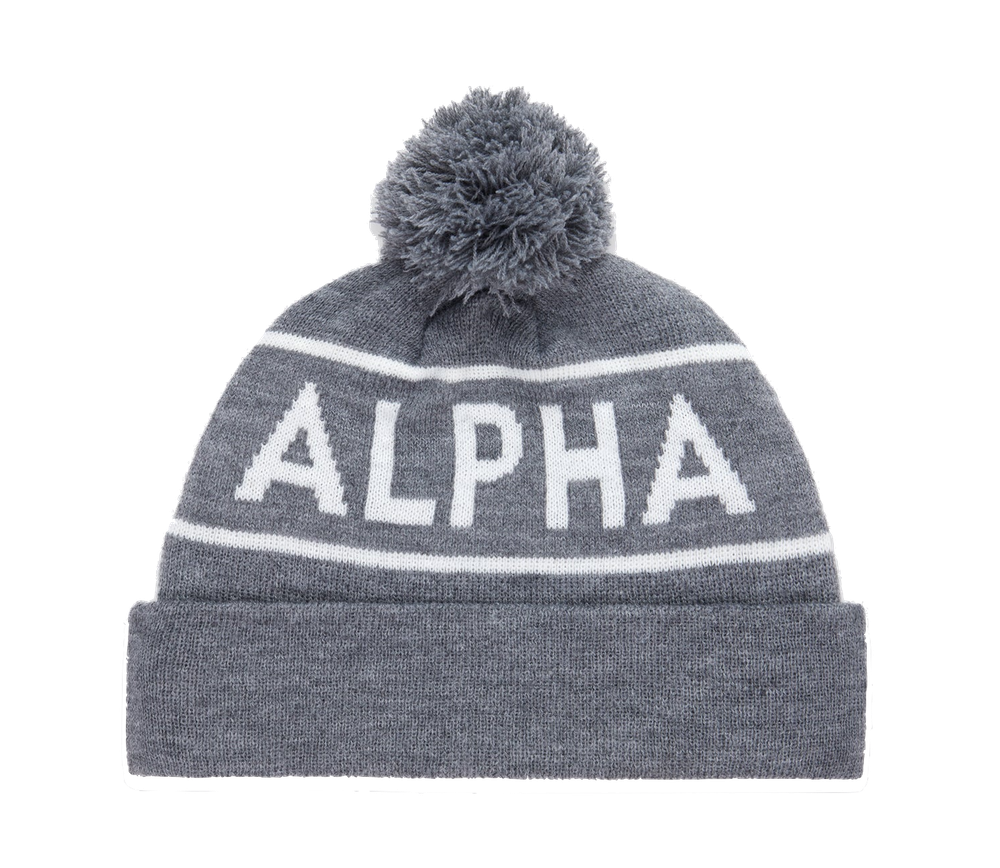 Шапка Alpha Industries Essential Pom Beanie Серая