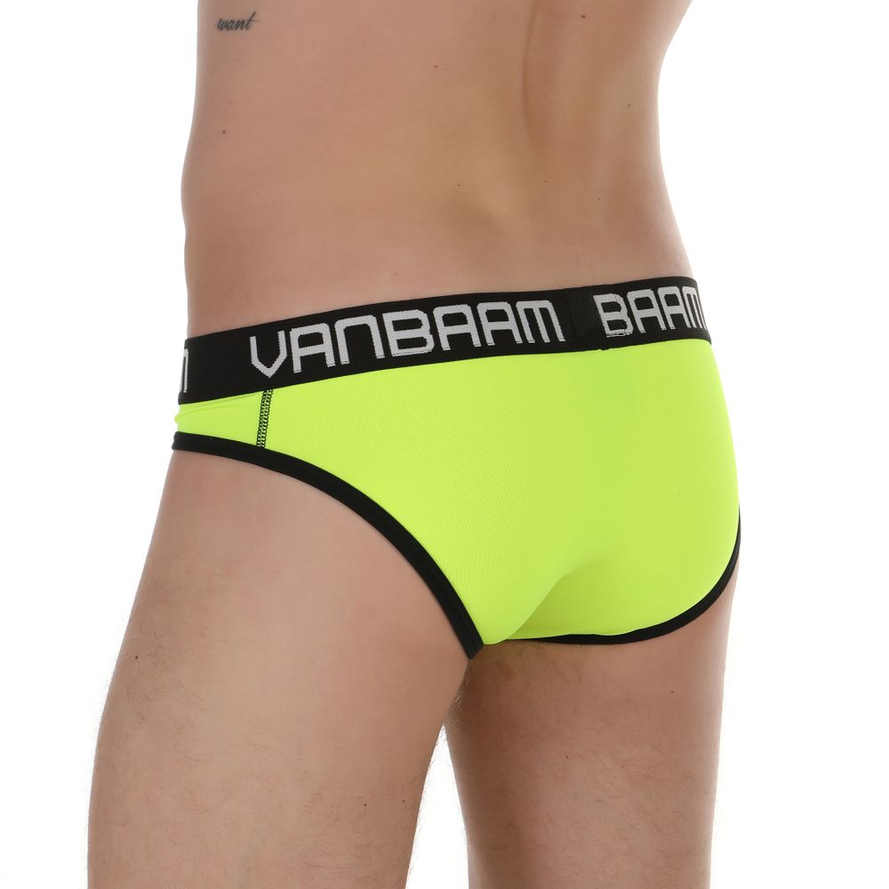 Мужские трусы слипы салатовые с черной вставкой Van Baam