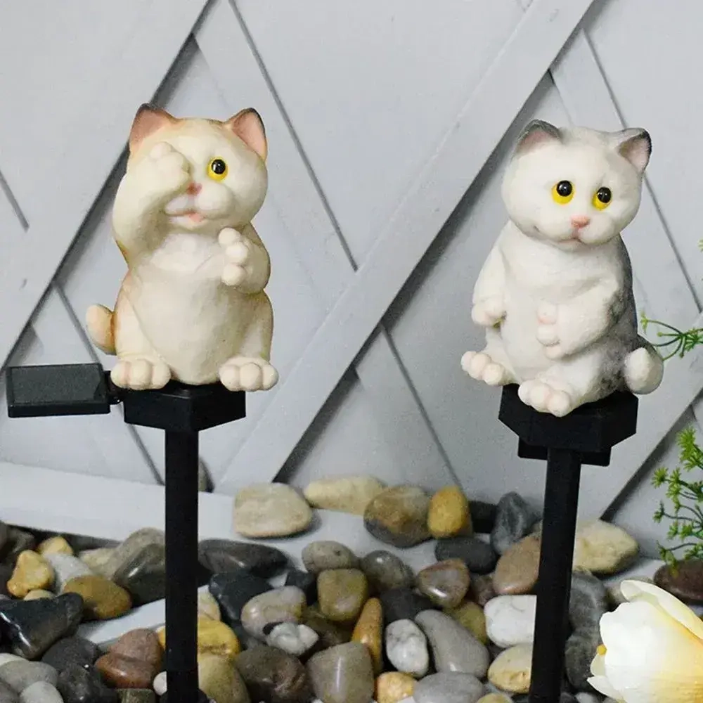 Cадовый светильник кошка, украшение сада, для улицы, на солнечной батареи