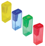 Точилка 1отв. пластик. с контейнером, прямоугольная, цвета ассорти (ПИФАГОР)