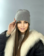 Шапка женская/мужская зимняя двойная 1 шт., шерсть