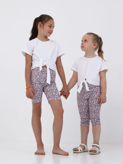 Бриджи для девочки, модель №1, рост 122 см, с принтом "сердечки"