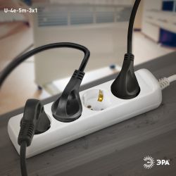 Удлинитель электрический ЭРА U-4e-5m-3x1 с заземлением 4 розетки 5м ПВС 3x1мм2 16А | Бытовые удлинители