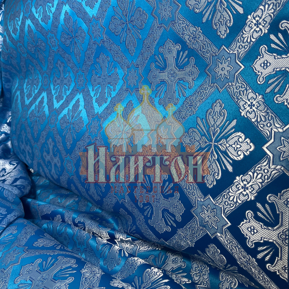 Шёлк "Канон" голубой с серебром