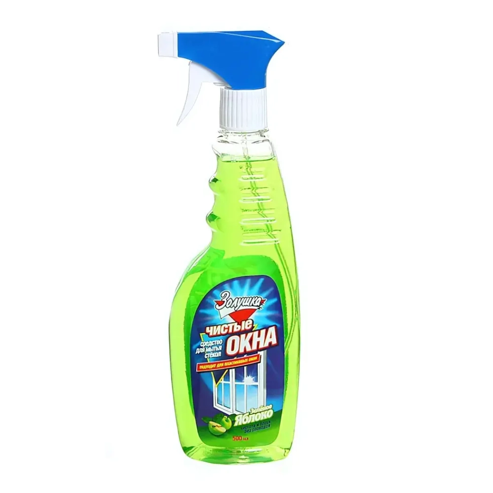 Средство для мытья стекол ЗОЛУШКА «Чистые окна Зеленое яблоко» 500 мл.