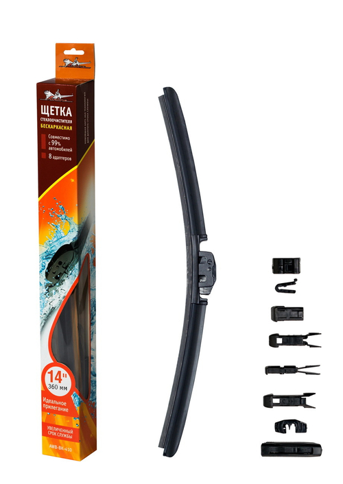 Щетка стеклоочистителя бескаркасная Airline 14"/360мм PRO 10 адаптеров