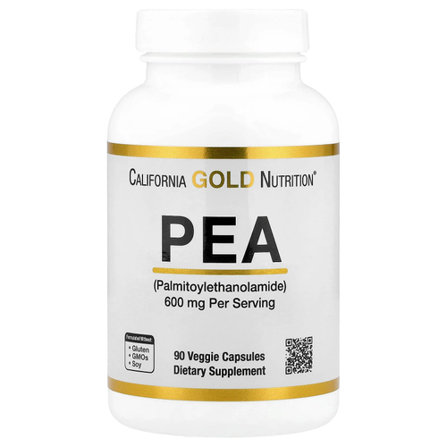 California Gold Nutrition, ПЭА (пальмитоилэтаноламид), 90 вегетарианских капсул (300 мг в 1 капсуле)