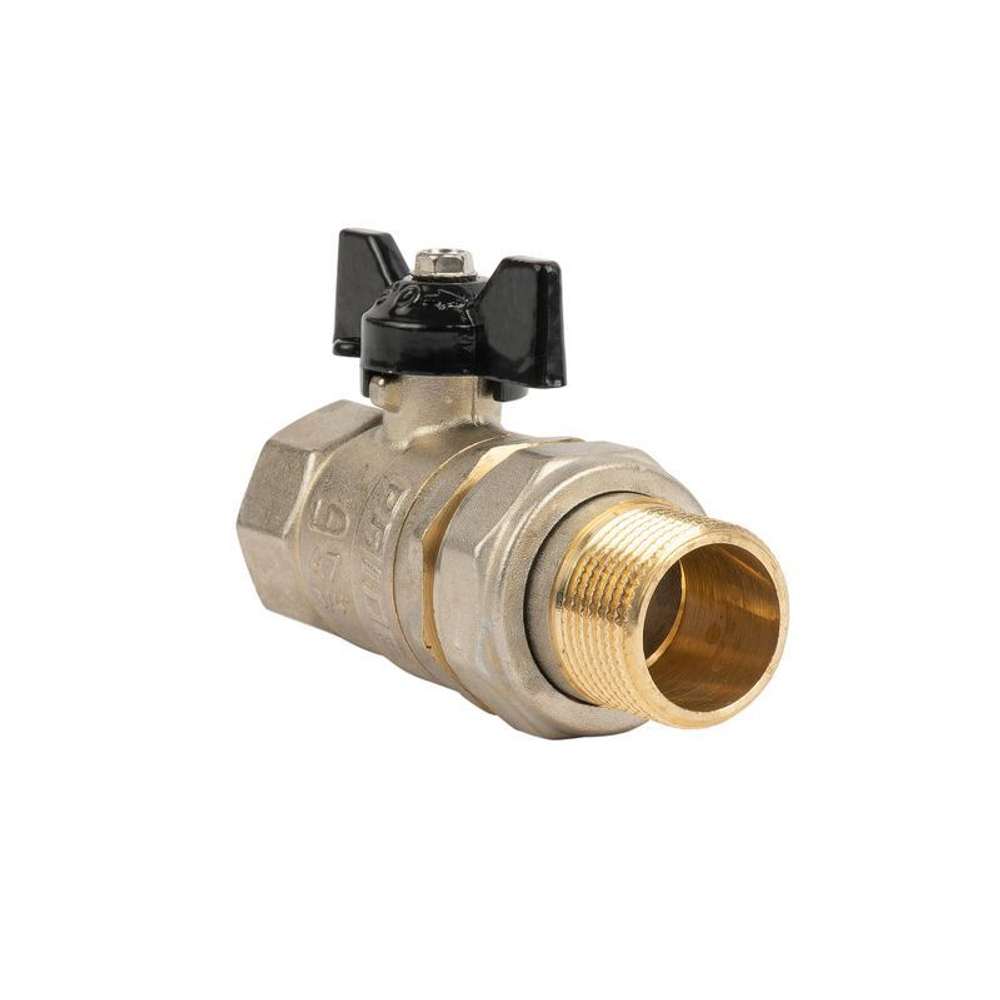 Кран шаровый со сгоном 3/4" бабочка с биркой LD Pride