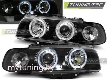 Передние фары angel eyes led black для BMW 7 E38 94-98