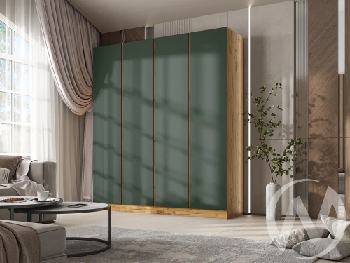 Шкаф 4-х ств. (2000) Келвин (дуб крафт/изумрудный)