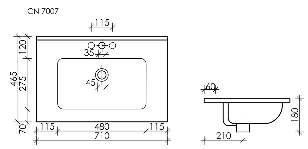 Раковина Ceramica Nova Element 70 см CN7007MB матовый черный