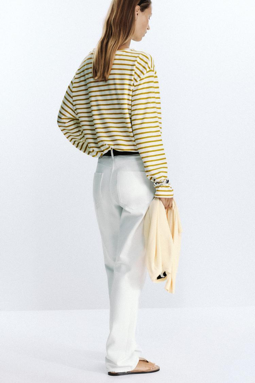 ZARA ХЛОПКОВАЯ ФУТБОЛКА В ПОЛОСКУ, ЗЕЛЕНЫЙ