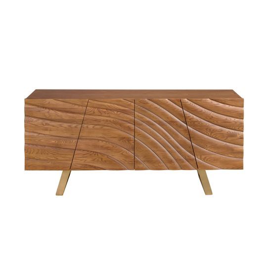 Сервант 3298 из светлого ореха и стали золотистого цвета