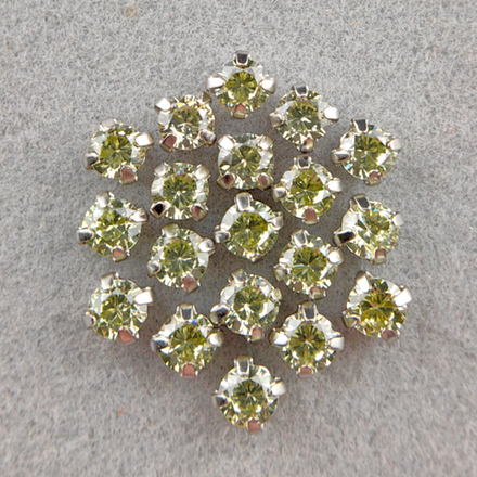 Фианиты шатоны в оправах, Olive Yellow/Platinum