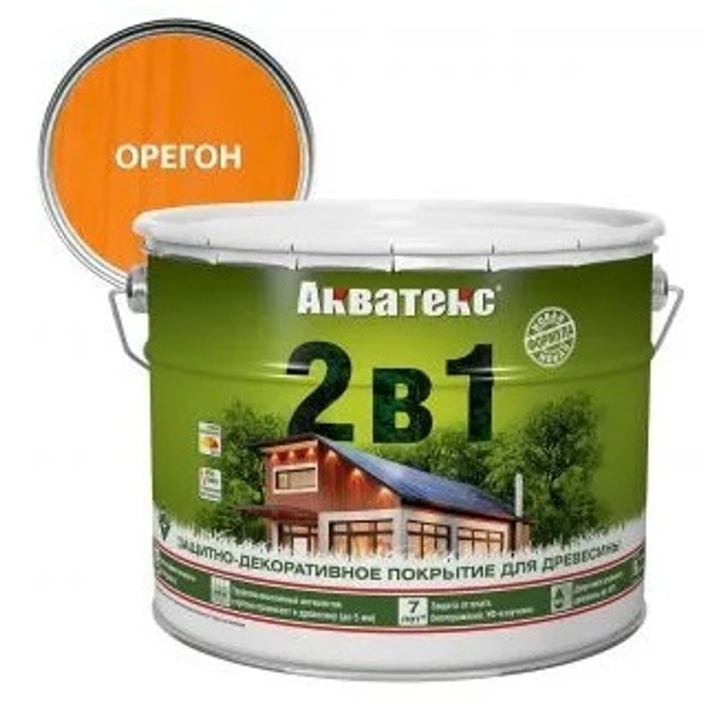 Защитно-декоративное покрытие для дерева АКВАТЕКС 2 в 1, орегон, 9 л