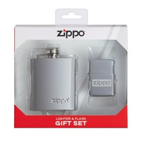 Подарочный набор Zippo (зажигалка Brushed Chrome и фляжка)