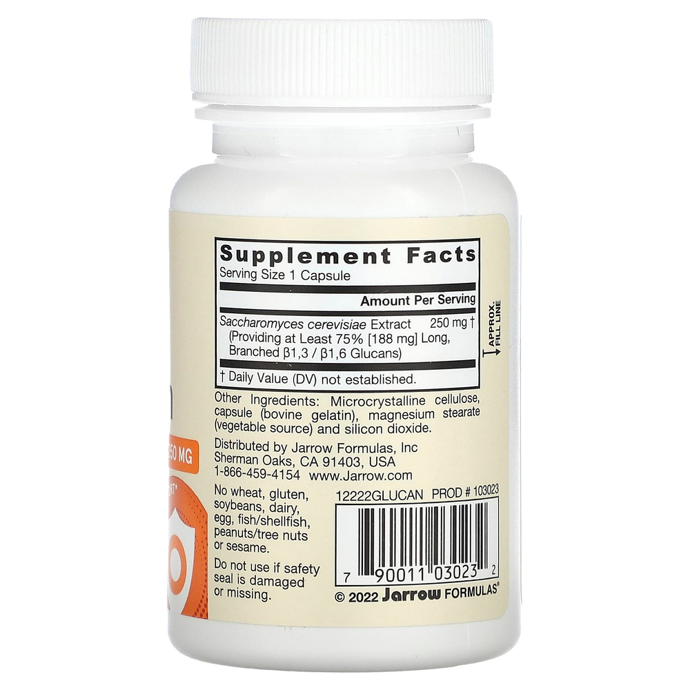 Jarrow Formulas, бета-глюкан, 250 мг, 60 капсул