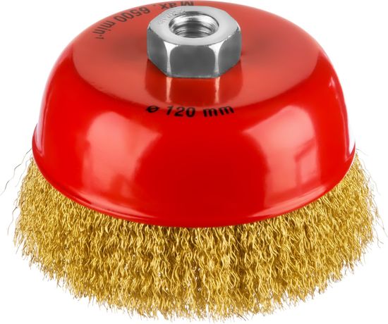 Щетка MIRAX чашечная для УШМ, витая стальная лат..0,3мм д125 мм 35142-125