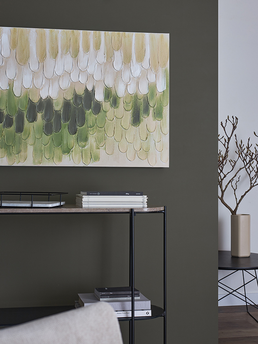 Панно декоративное с ручной росписью by feel, 140х70 см, хаки