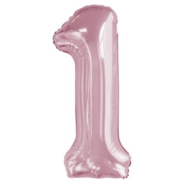 К Шар 34'' / 86 см "Цифра 1" Slim Светло розовый (БГ-60)