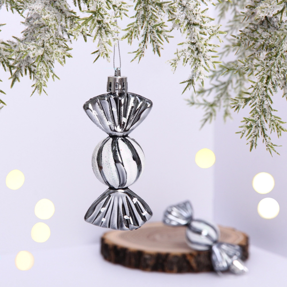 Ёлочные игрушки «Таинственное очарование» Конфетки 8 см (набор 2шт), графит