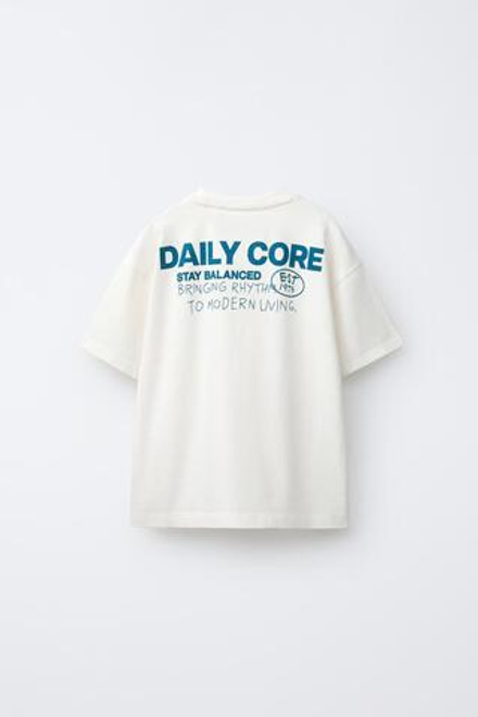 ZARA ФУТБОЛКА С НАДПИСЬЮ, ЭКРЮ