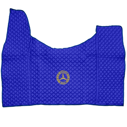 Ковры MERCEDES Actros MP3 (автомат) с шахтой (экокожа, синий, синий кант, желтая вышивка)