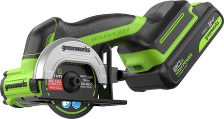 Угловая шлифмашина аккумуляторная GREENWORKS GD24UCS 24V, АКБ 2Ач и ЗУ 3402007CUA